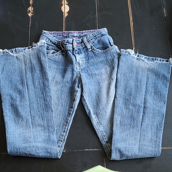 Girls Destructed Wrangler Flared Jeans size 8 Slim - Picture 4 of 5